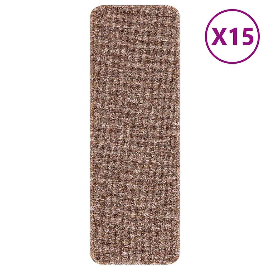 Vidaxl antislip trapmatten latex achterkant 15 pcs bruin 60 x 25 cm pp