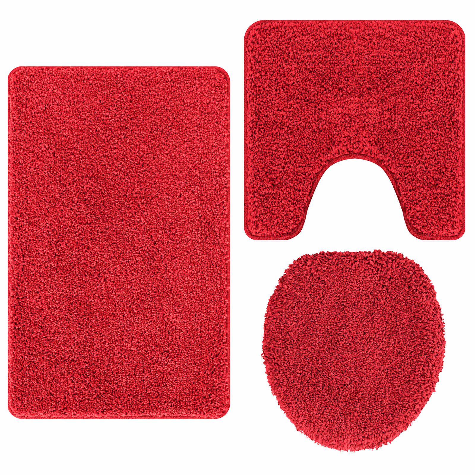 Vidaxl antislip badmat set 3 pcs rood pp