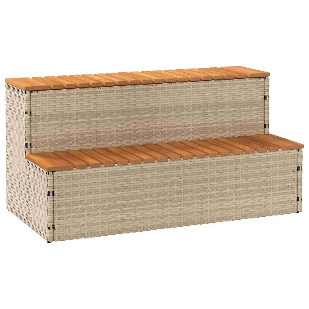 Vidaxl hottub-opstap 100x50x50,5 cm poly rattan massief acaciahout