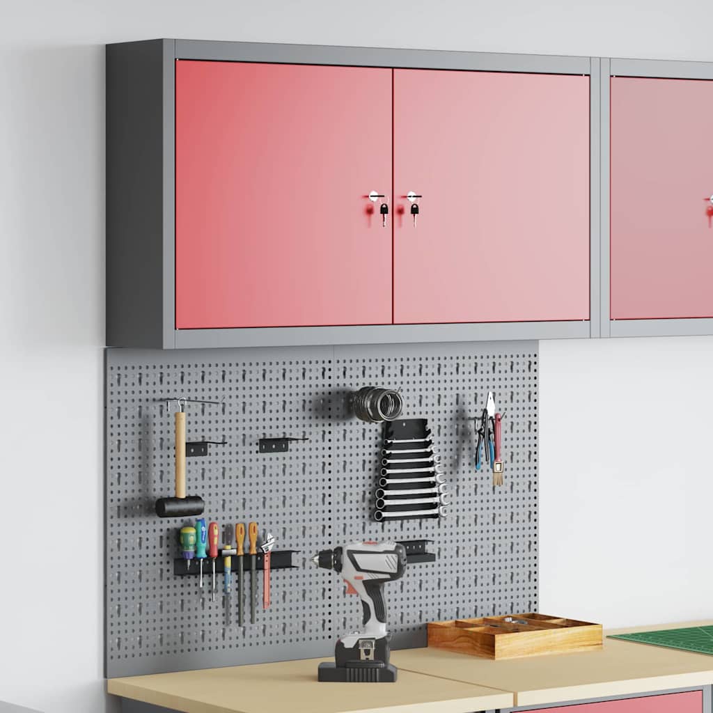 Vidaxl gereedschapskast set met plank 3 pcs rood gepoedercoat staal