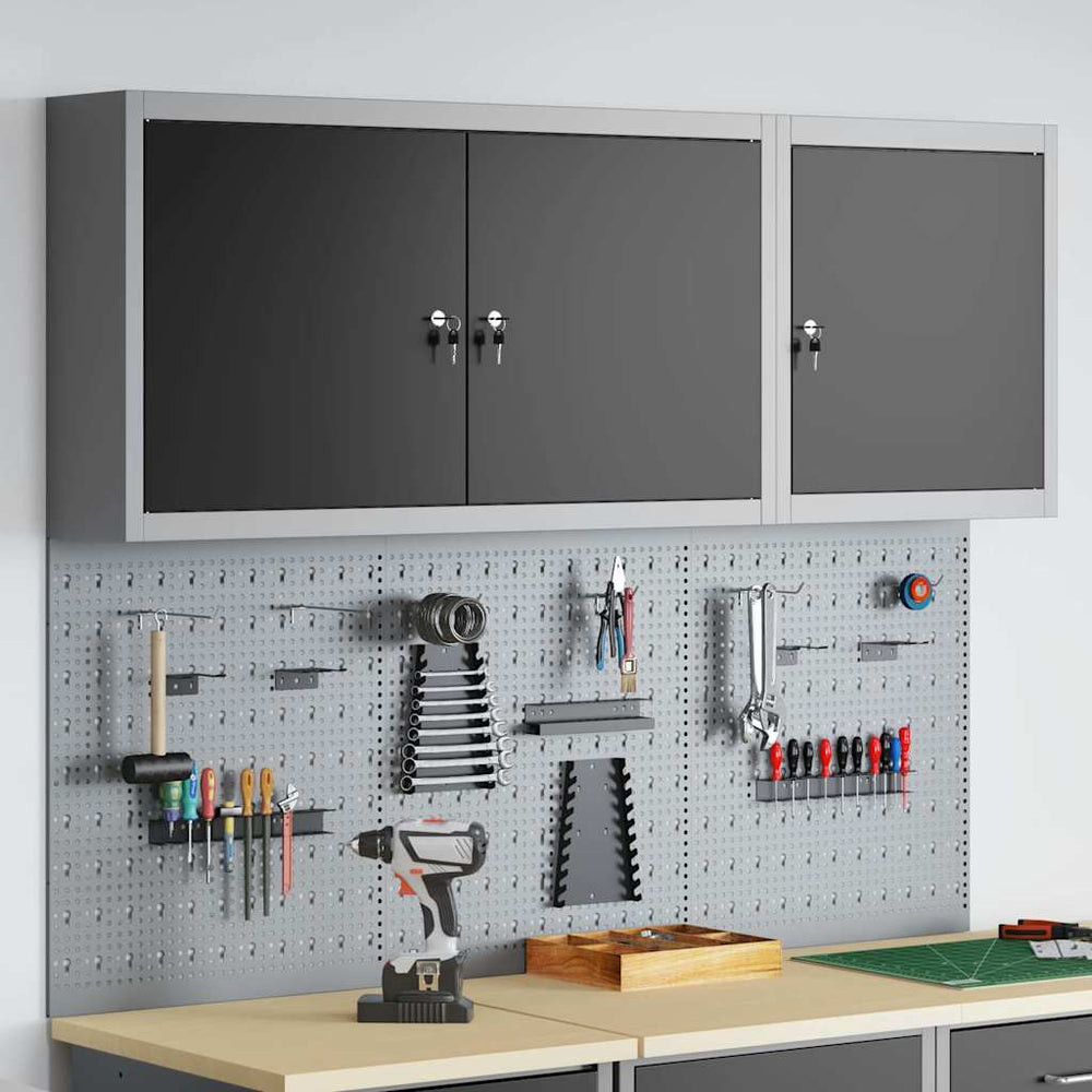 Vidaxl gereedschapskast set met plank 5 pcs zwart gepoedercoat staal