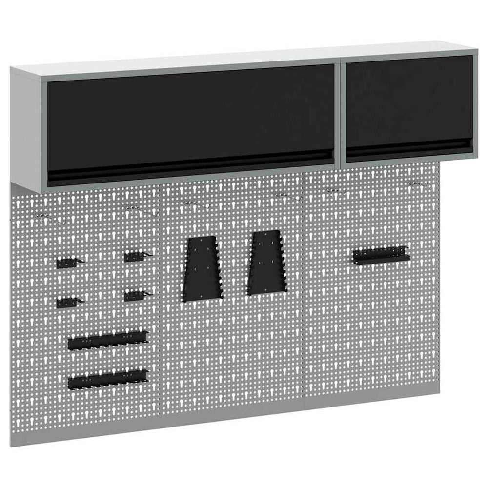 Vidaxl gereedschapskast set met plank 5 pcs zwart gepoedercoat staal