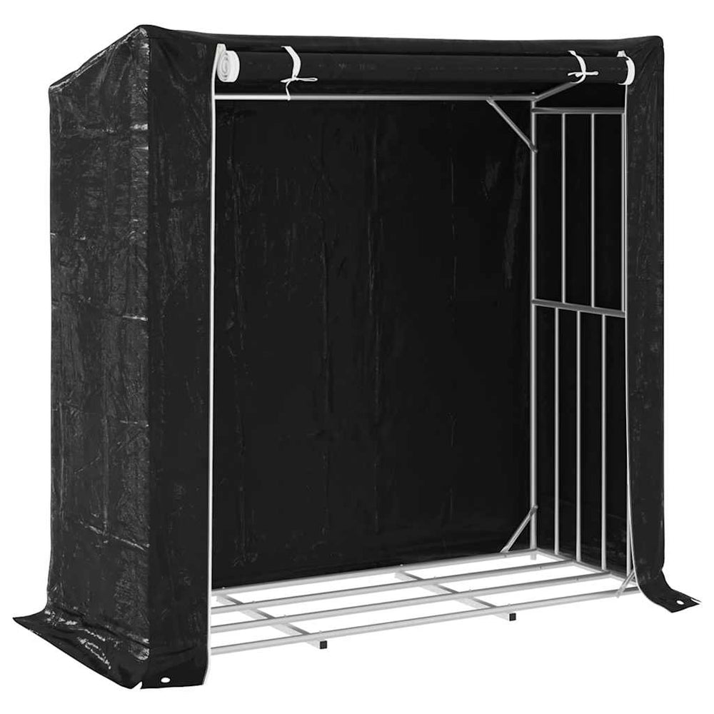 Vidaxl haardhoutrek met regenhoes 200x80x200 cm gegalvaniseerd staal