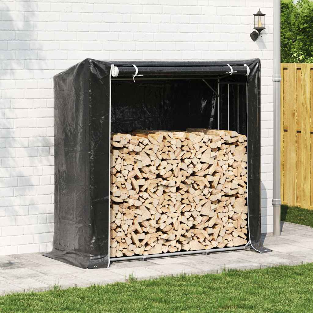 Vidaxl haardhoutrek met regenhoes 200x80x200 cm gegalvaniseerd staal