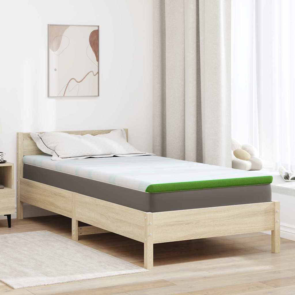 Vidaxl matrastopper wit en groen 90 x 190 cm jacquard stof