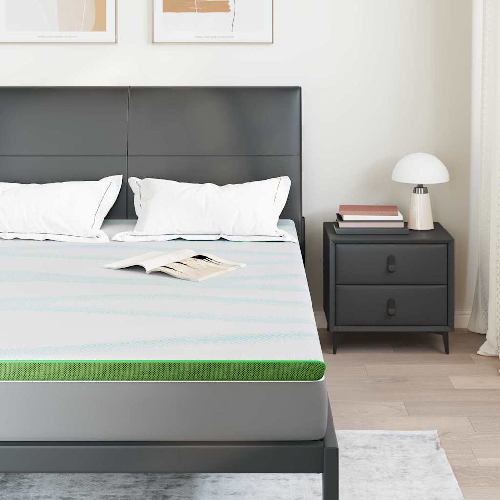 Vidaxl matrastopper wit en groen 140 x 200 cm jacquard stof