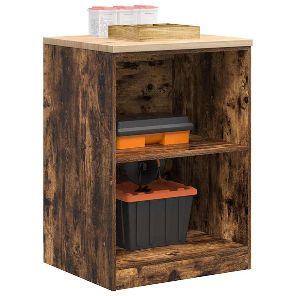 Vidaxl garagekast 60x51x85 cm massief grenenhout gerookt eiken