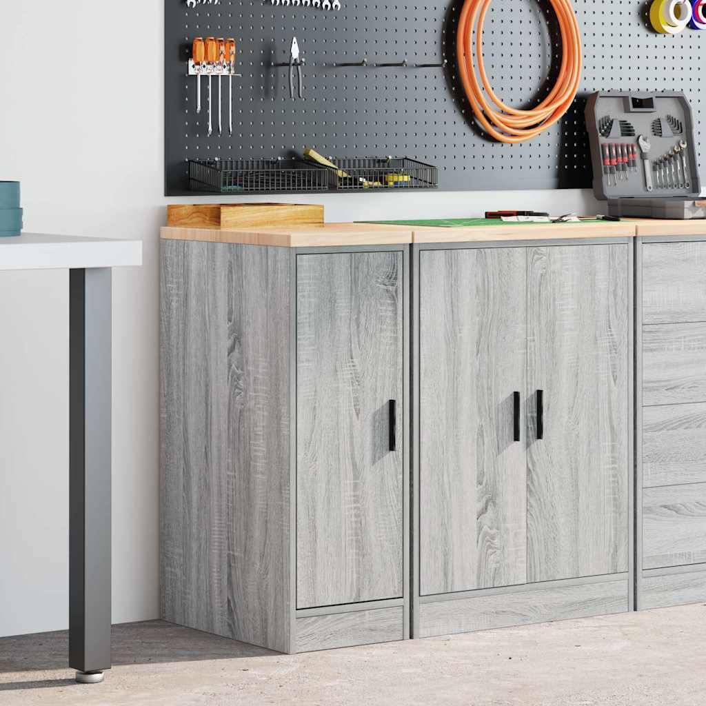 Vidaxl garagekast 30x51x85 cm massief grenenhout grijs sonoma