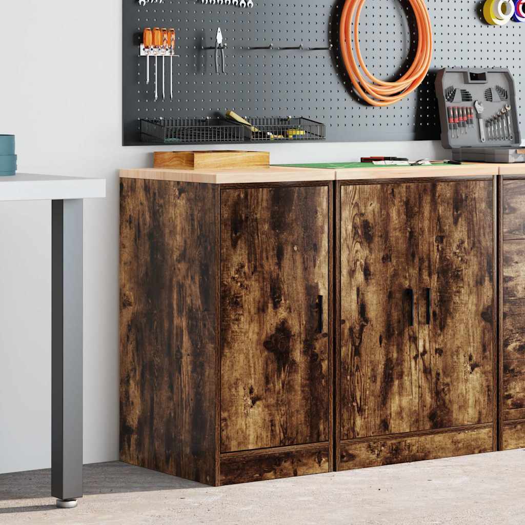 Vidaxl garagekast 40x51x85 cm massief grenenhout gerookt eiken