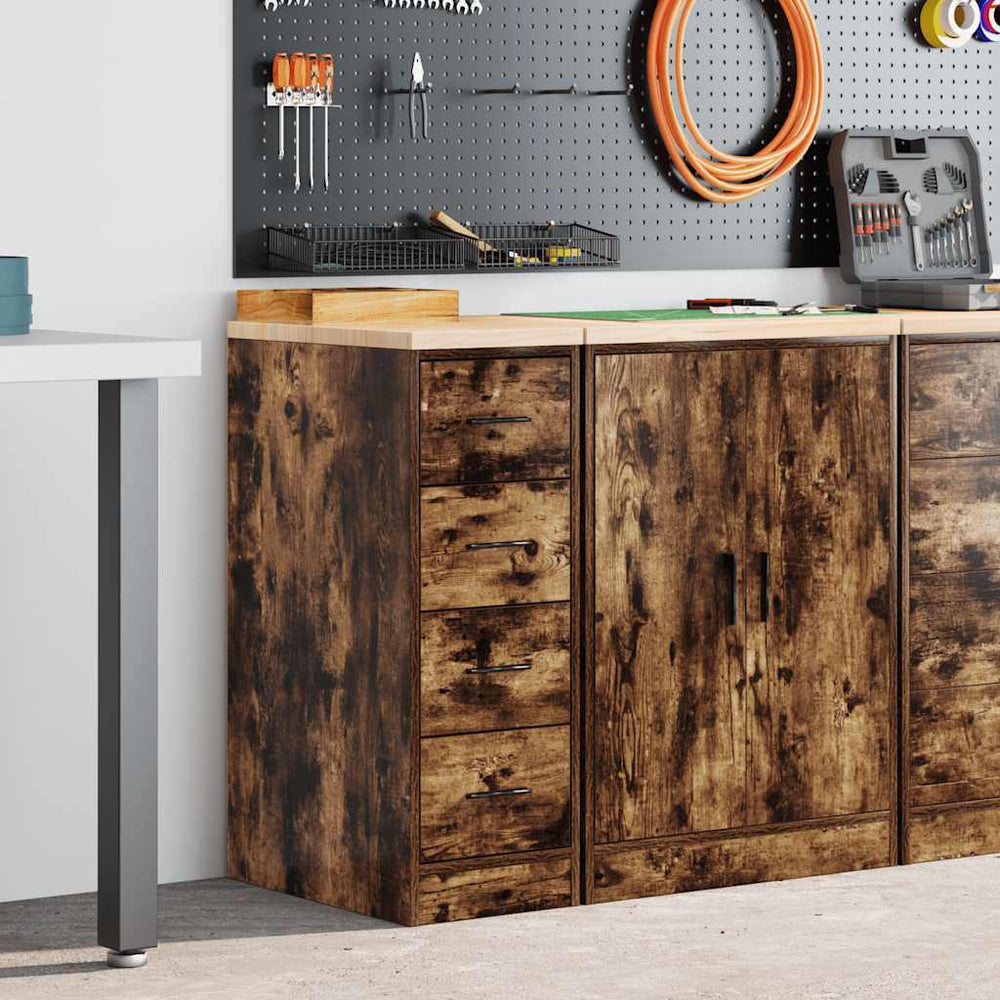 Vidaxl garagekast 30x51x85 cm massief grenenhout gerookt eiken