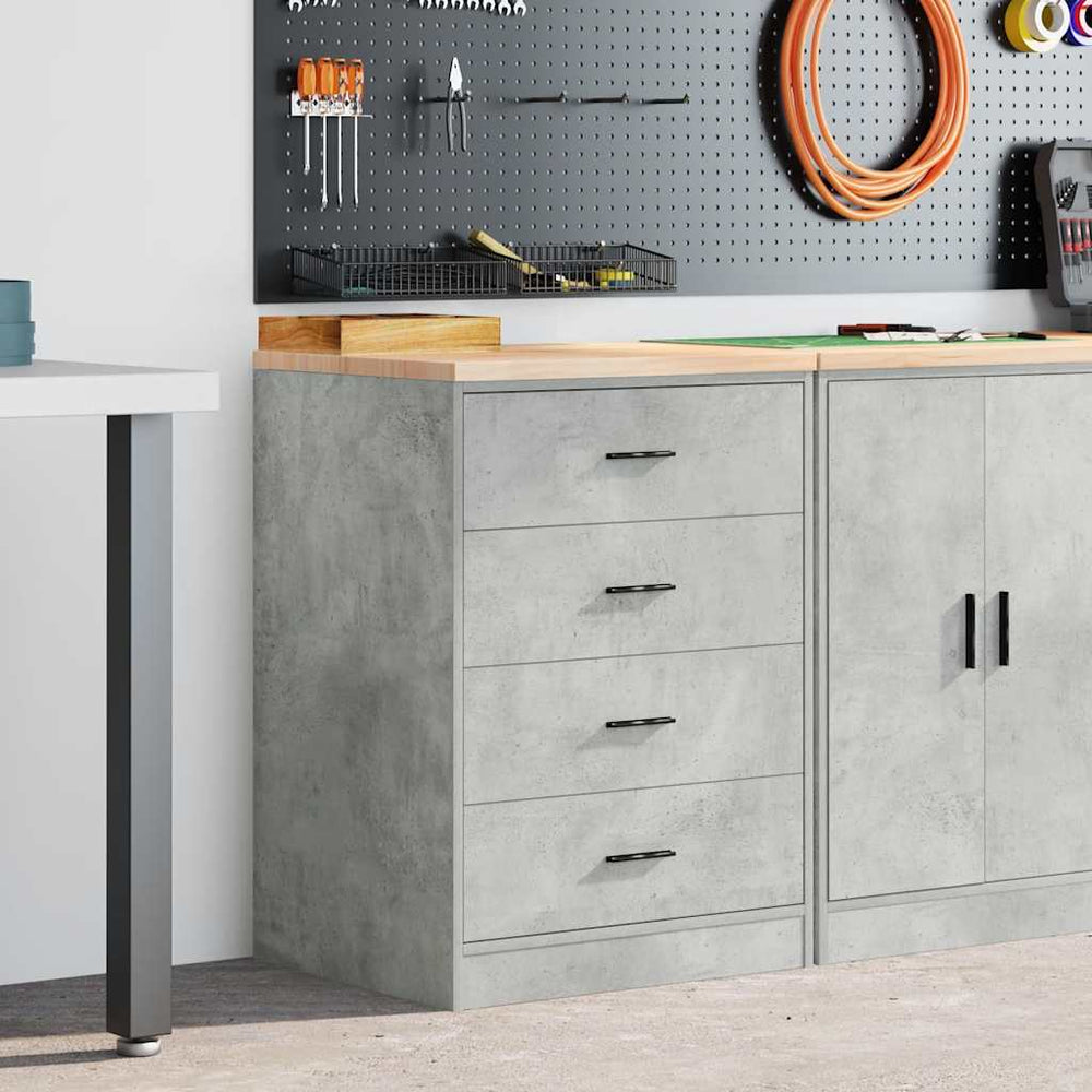 Vidaxl garagekast 60x51x85 cm massief grenenhout betongrijs