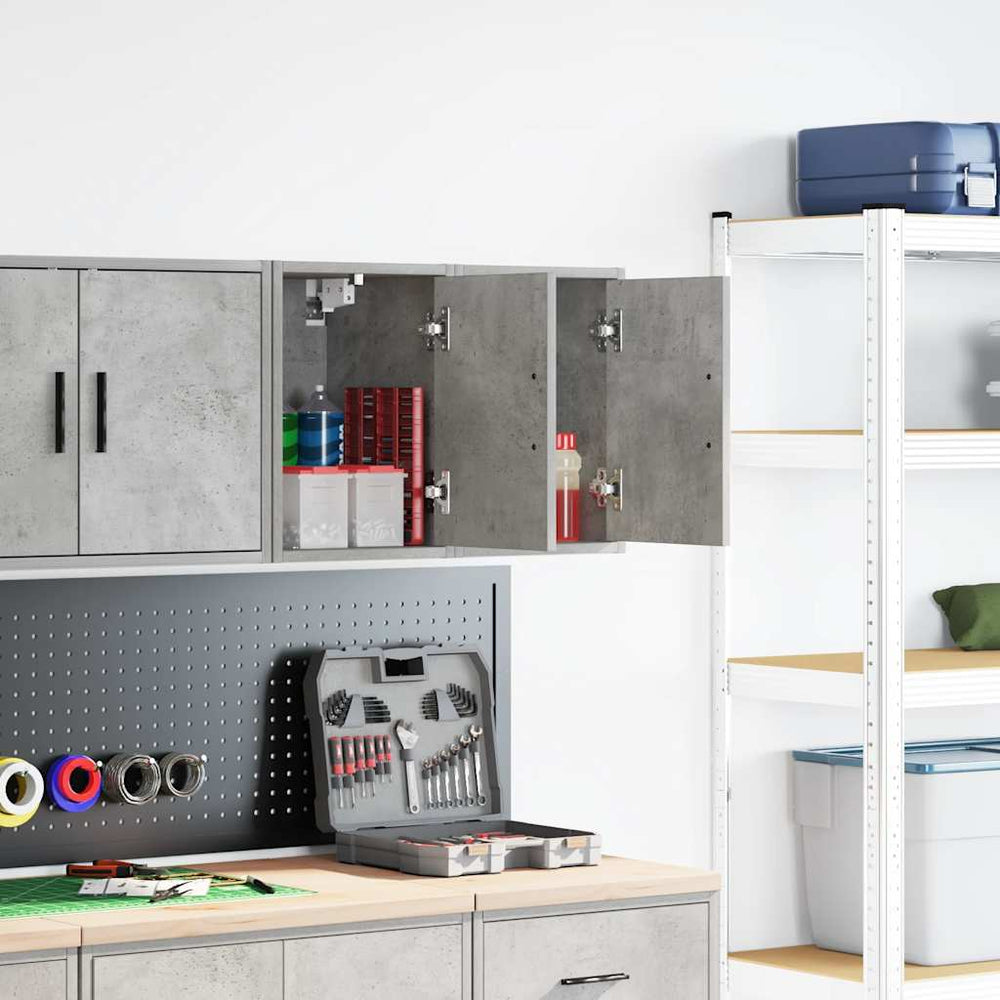 Vidaxl garagewandkasten 2 st bewerkt hout betongrijs