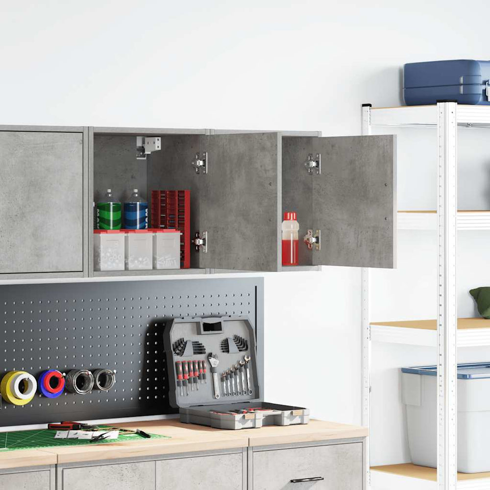 Vidaxl garagewandkasten 2 st bewerkt hout betongrijs