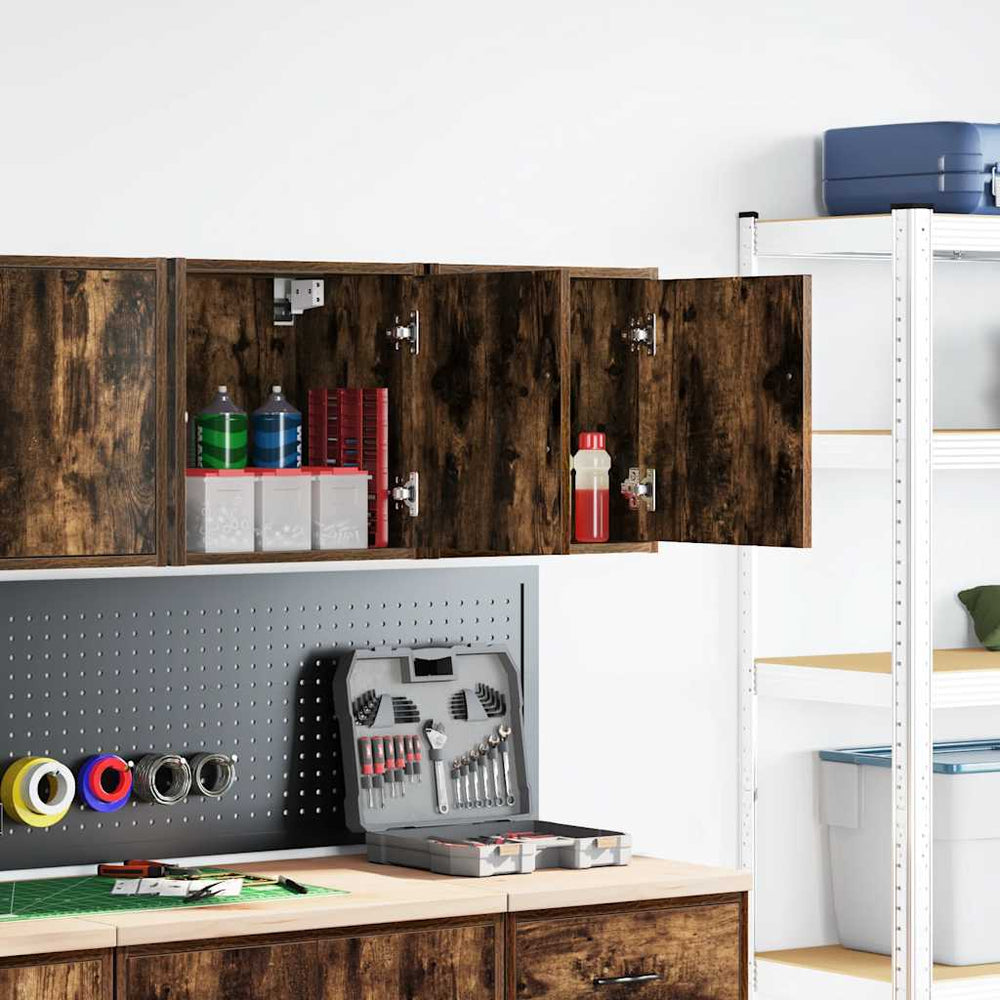 Vidaxl garagewandkasten 2 st spaanplaat gerookt eikenhout