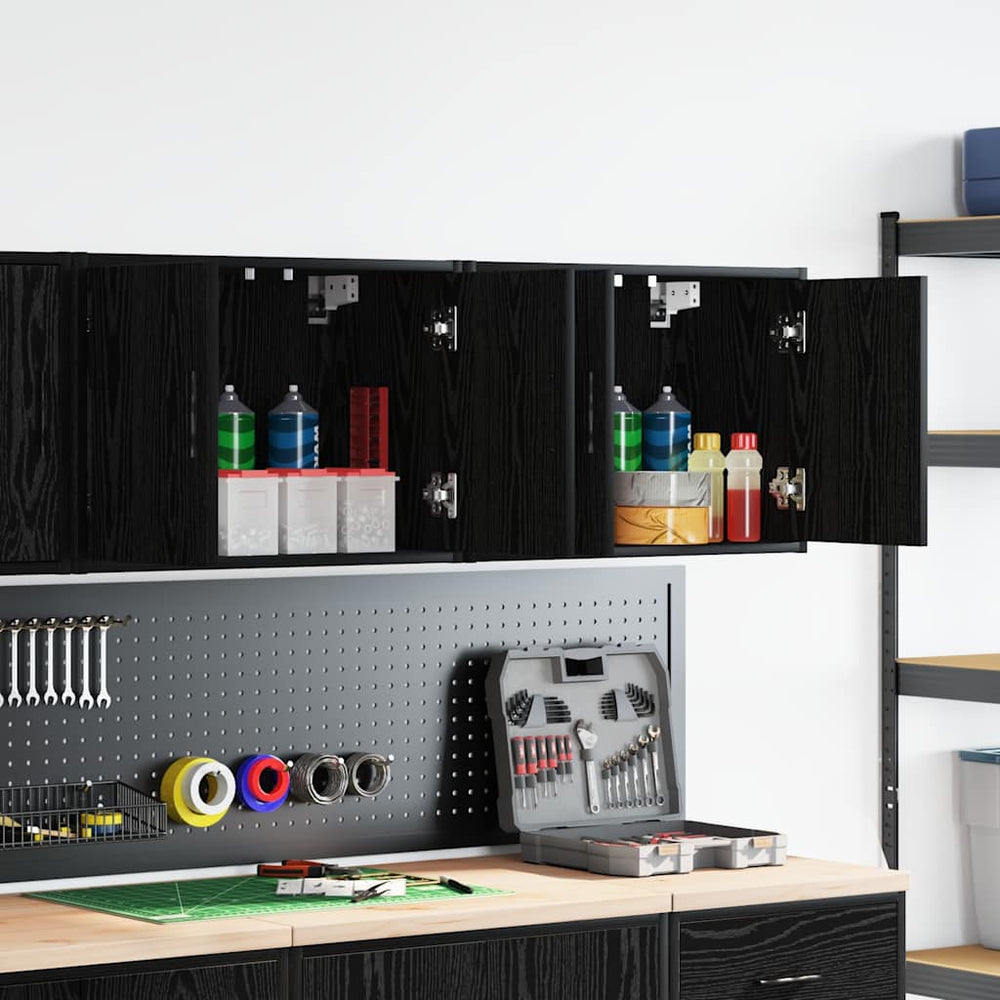 Vidaxl garagewandkasten 2 st spaanplaat zwart