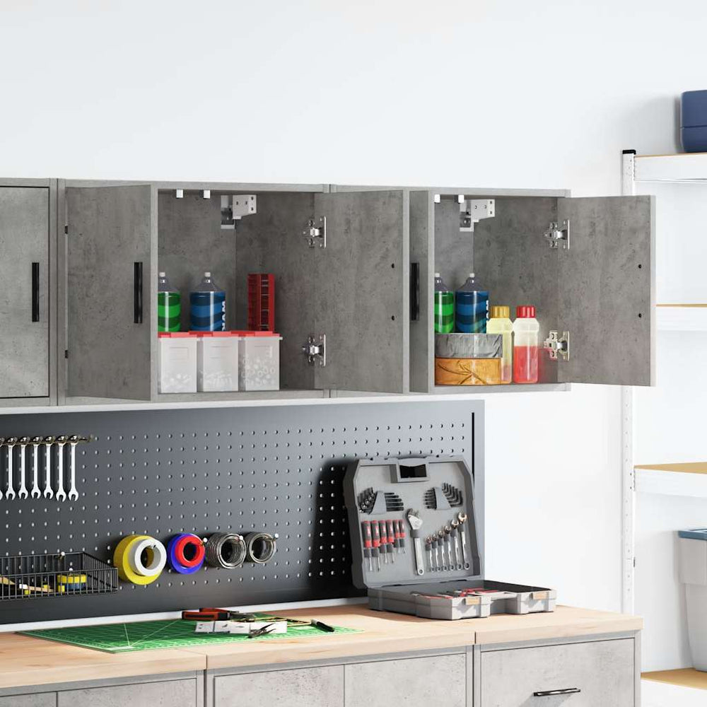 Vidaxl garagewandkasten 2 st bewerkt hout betongrijs