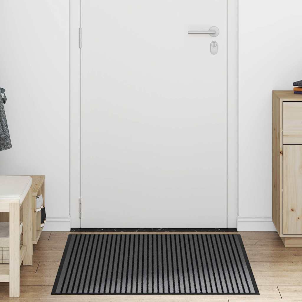 Vidaxl deurmat 90x120 cm gestreept zwart en grijs