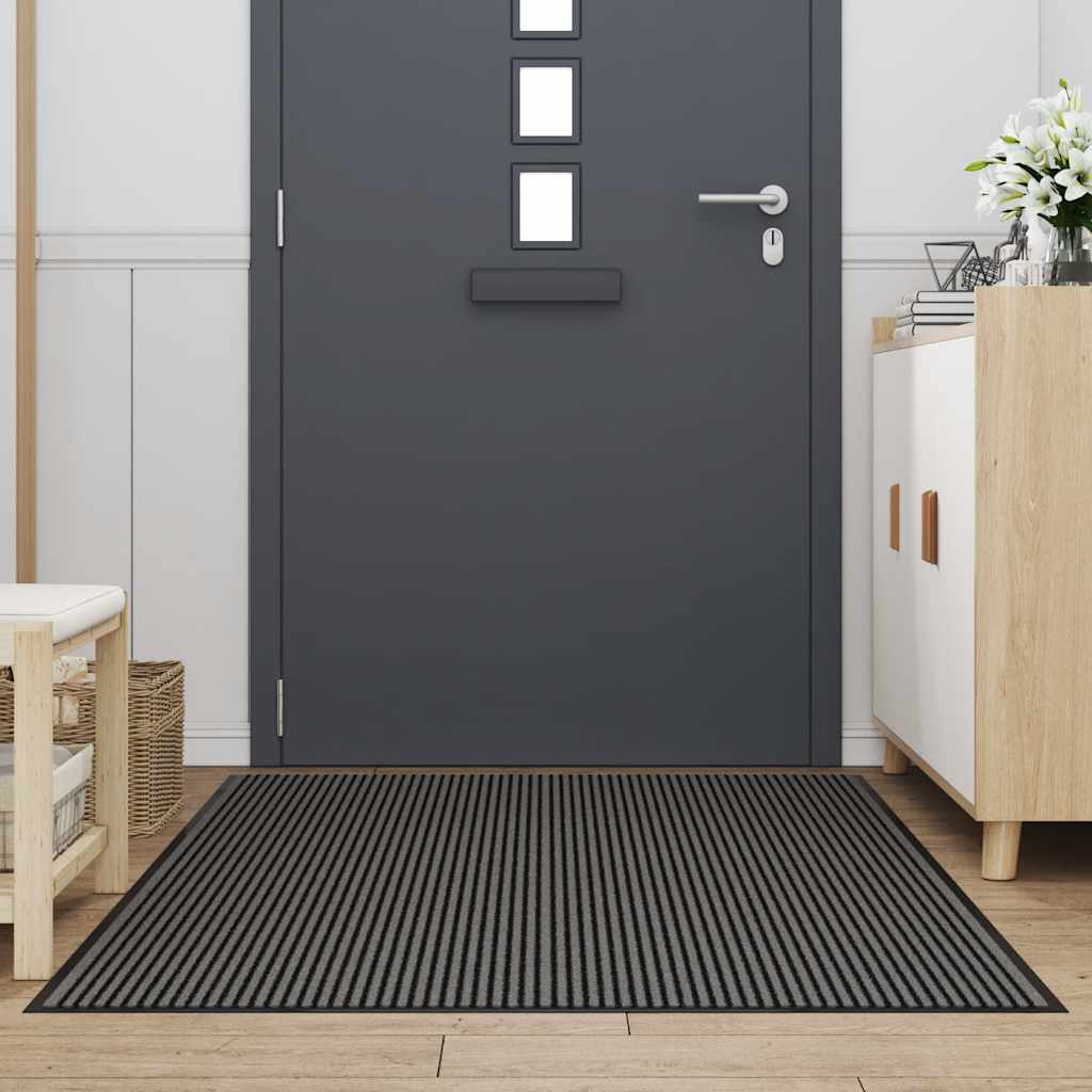 Vidaxl deurmat 115x200 cm streep zwart en grijs
