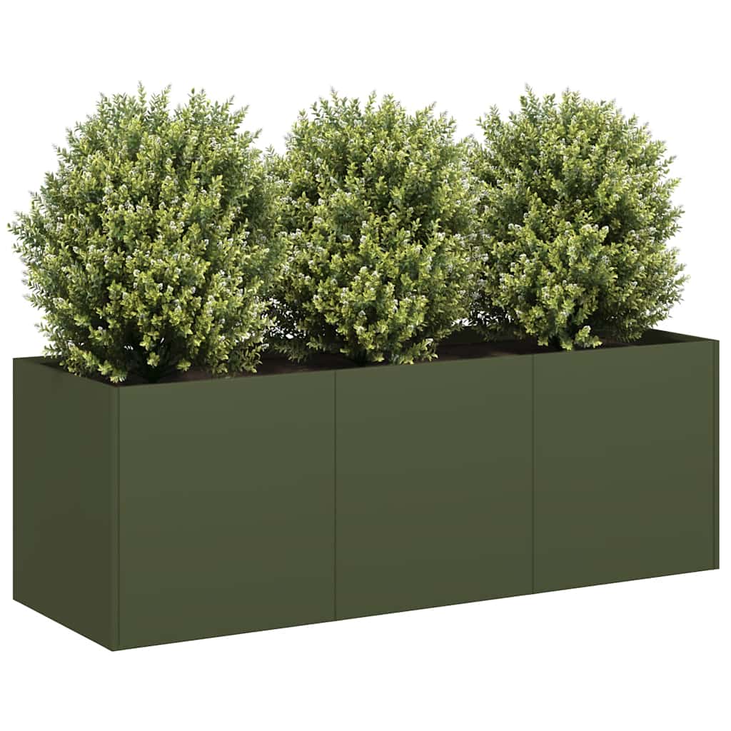 Vidaxl plantenbak 120x40x40 cm koudgewalst staal olijfgroen