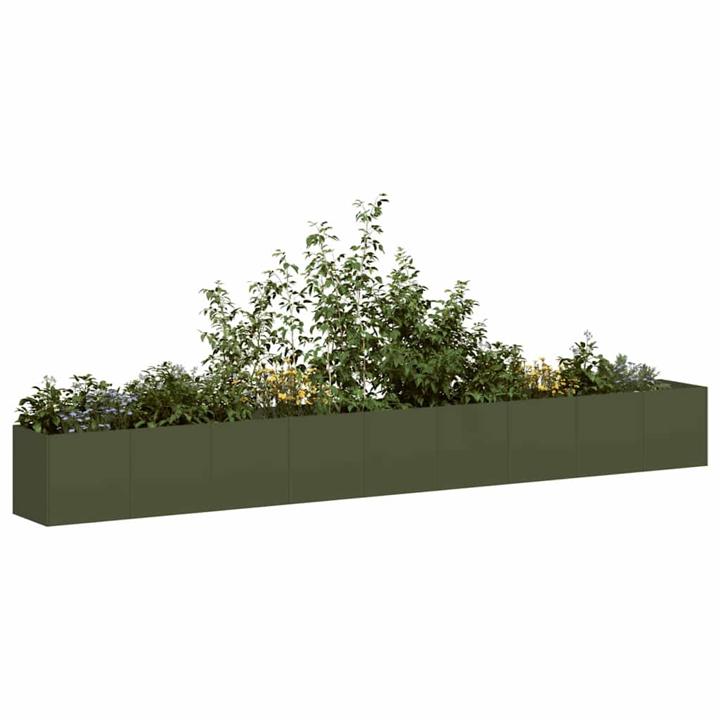 Vidaxl plantenbak 360x40x40 cm koudgewalst staal olijfgroen