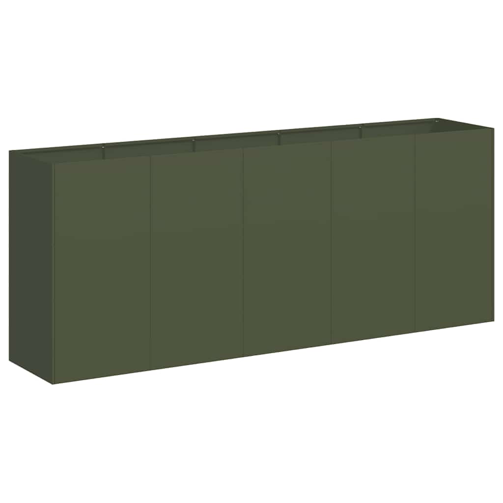 Vidaxl plantenbak 200x40x80 cm koudgewalst staal olijfgroen