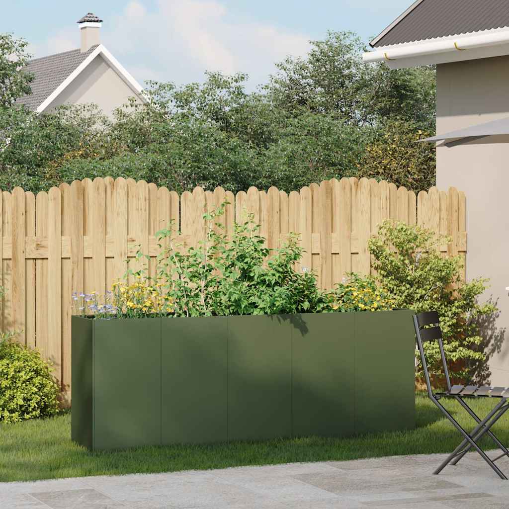 Vidaxl plantenbak 200x40x80 cm koudgewalst staal olijfgroen