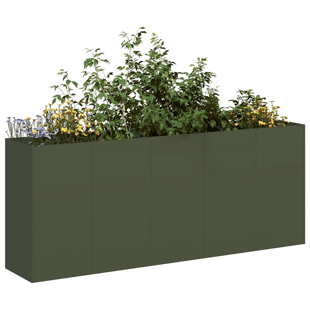 Vidaxl plantenbak 200x40x80 cm koudgewalst staal olijfgroen