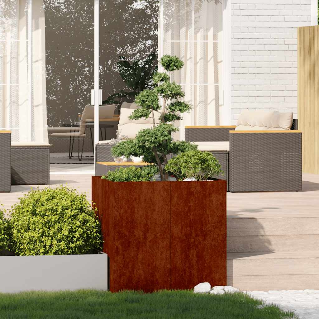 Vidaxl plantenbak roestig 80x80x80 cm weervast staal