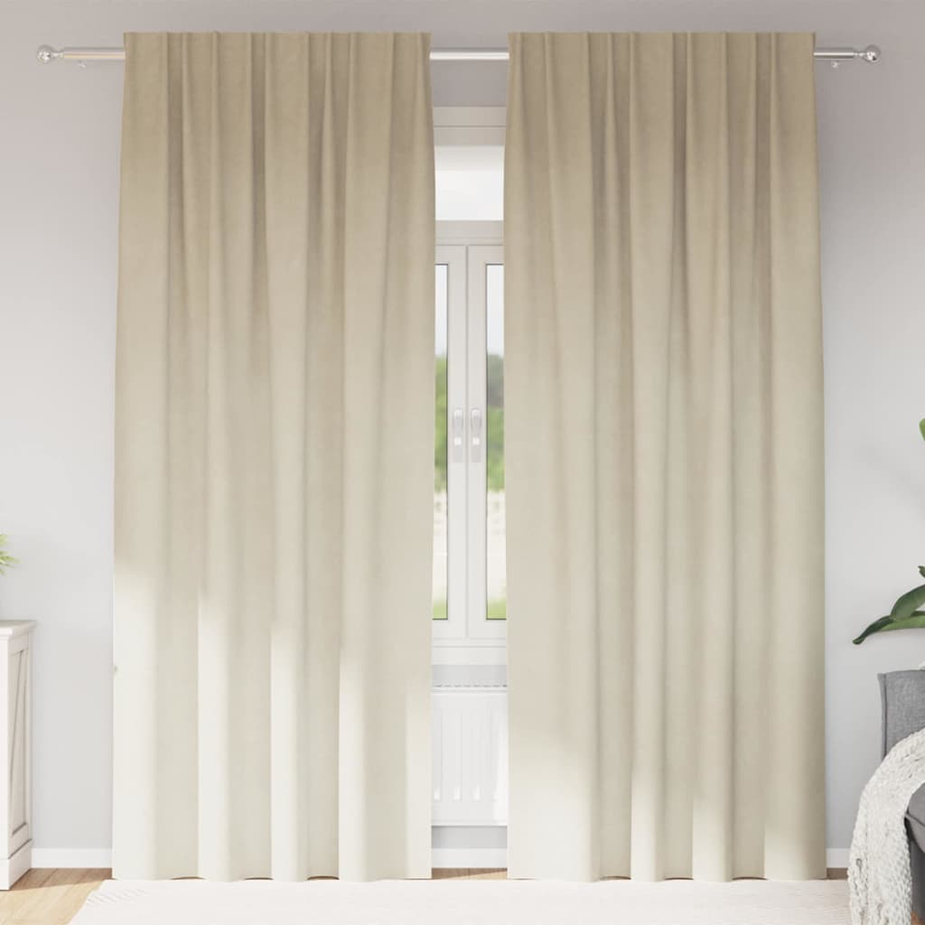 Vidaxl verduisterende gordijnen 2 pcs crème 140 x 245 cm fluweel