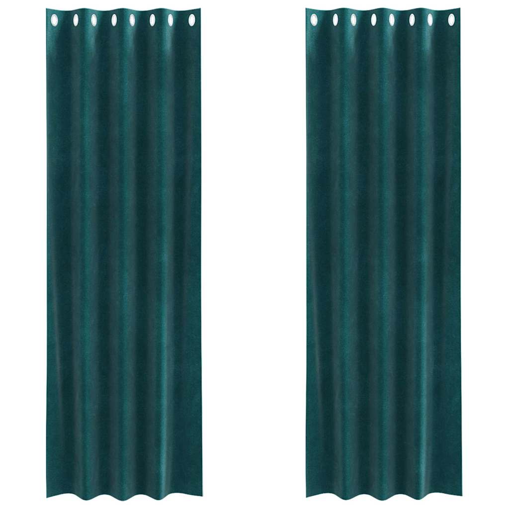 Vidaxl verduisterende gordijnen 2 pcs donkergroen 140 x 225 cm fluweel