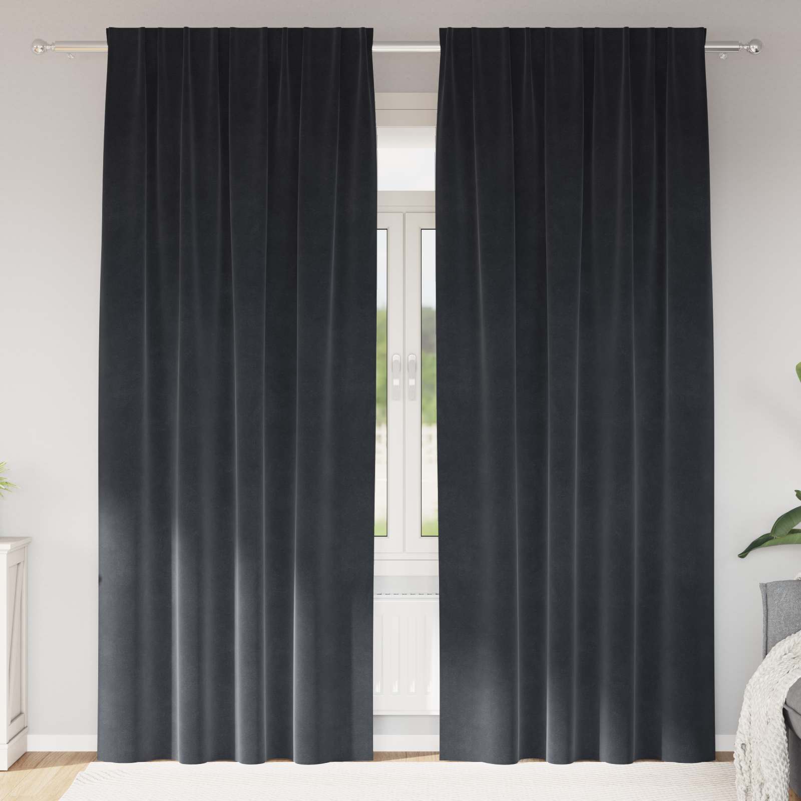 Vidaxl verduisterende gordijnen 2 pcs donkergrijs 140 x 260 cm fluweel