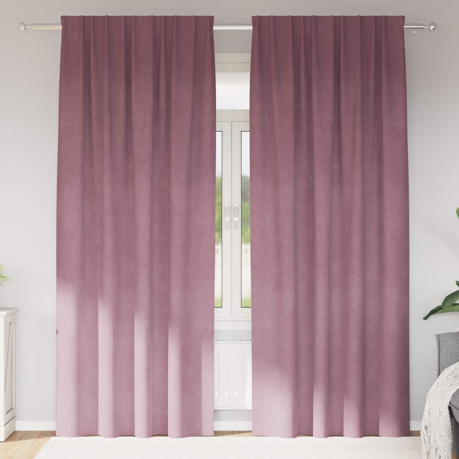 Vidaxl verduisterende gordijnen 2 pcs donkerroze 140 x 260 cm fluweel