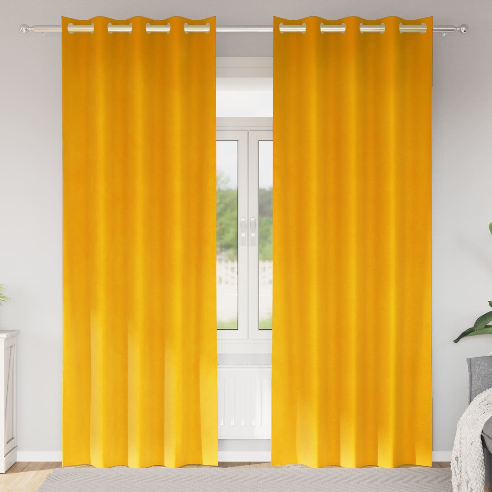Vidaxl verduisterende gordijnen 2 pcs mosterdgeel 140 x 225 cm fluweel
