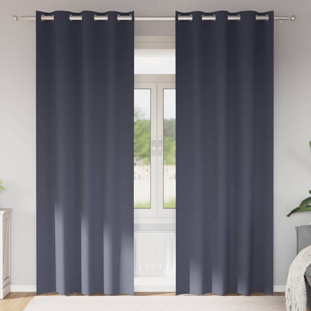 Vidaxl zwart-out gordijnen met ringen 2 pcs antraciet 225 x 140 cm