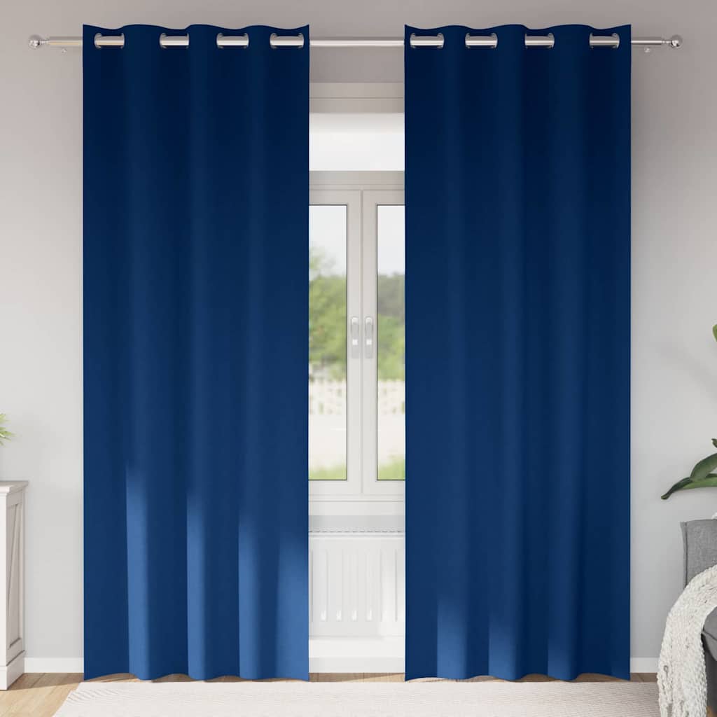 Vidaxl zwart-out gordijnen met ringen 2 pcs donkerblauw 225 x 140 cm