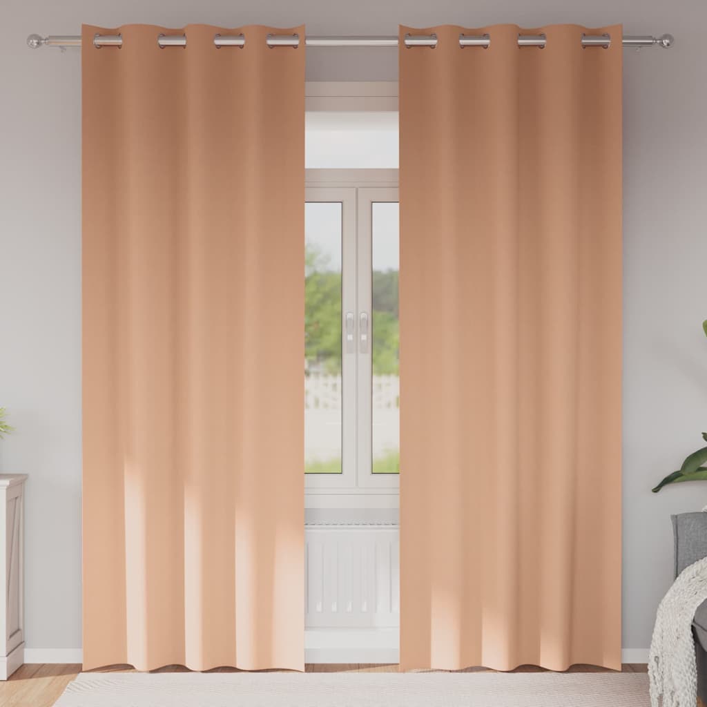 Vidaxl zwart-out gordijnen met ringen 2 pcs licht bruin 245 x 140 cm