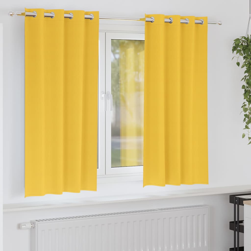 Vidaxl zwart-out gordijnen met ringen 2 pcs mosterdgeel 175 x 140 cm