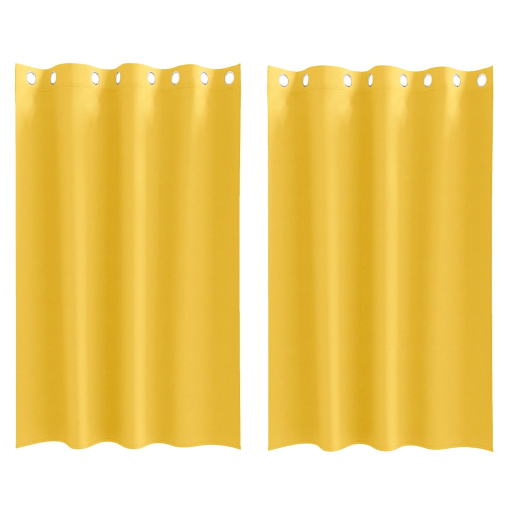 Vidaxl zwart-out gordijnen met ringen 2 pcs mosterdgeel 175 x 140 cm