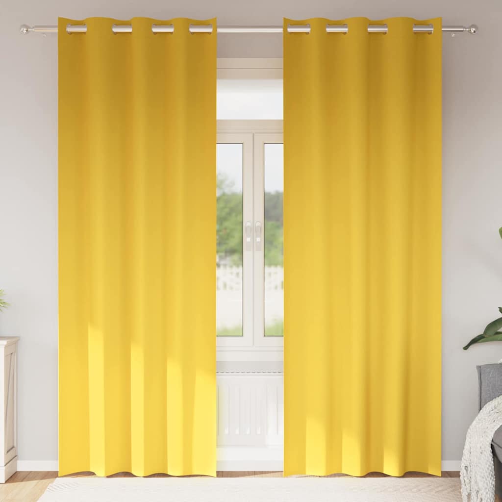 Vidaxl zwart-out gordijnen met ringen 2 pcs mosterdgeel 225 x 140 cm