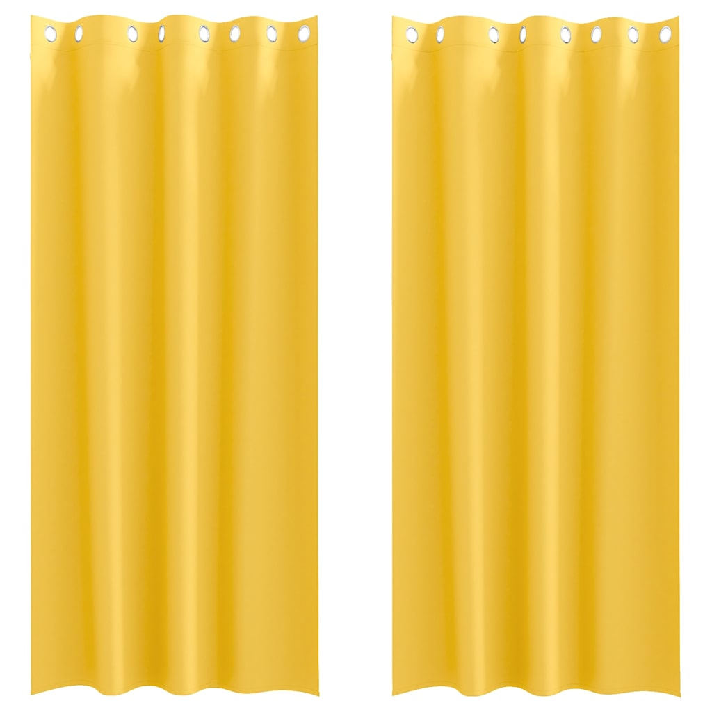 Vidaxl zwart-out gordijnen met ringen 2 pcs mosterdgeel 225 x 140 cm