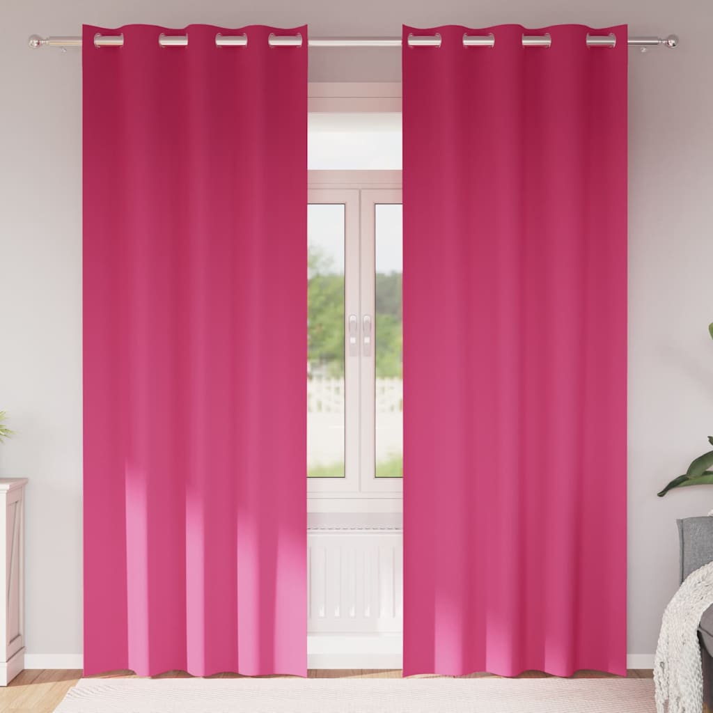 Vidaxl zwart-out gordijnen met ringen 2 pcs felroze 245 x 140 cm