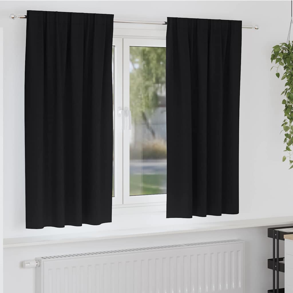 Vidaxl zwart-out gordijnen met ringen 2 pcs zwart 175 x 140 cm