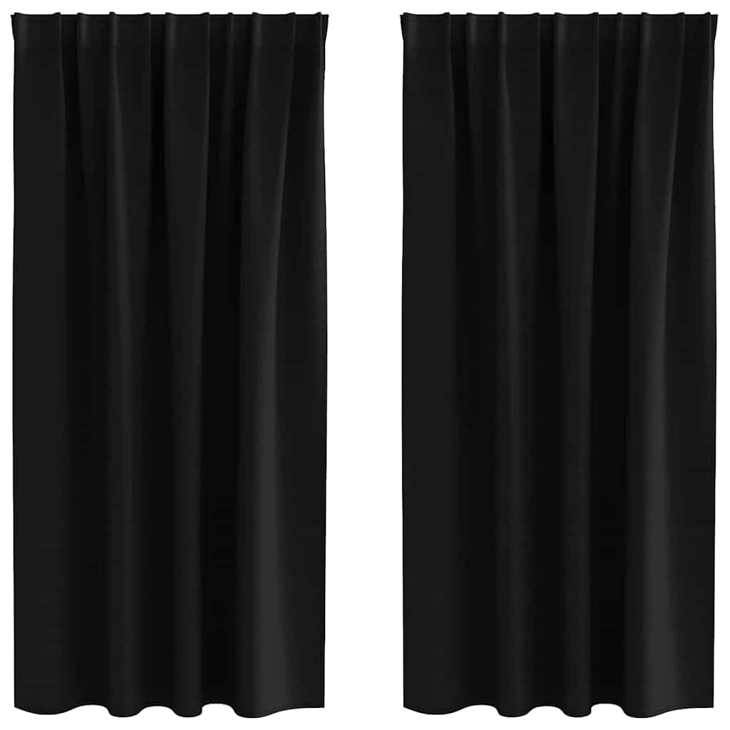 Vidaxl zwart-out gordijnen met ringen 2 pcs zwart 175 x 140 cm