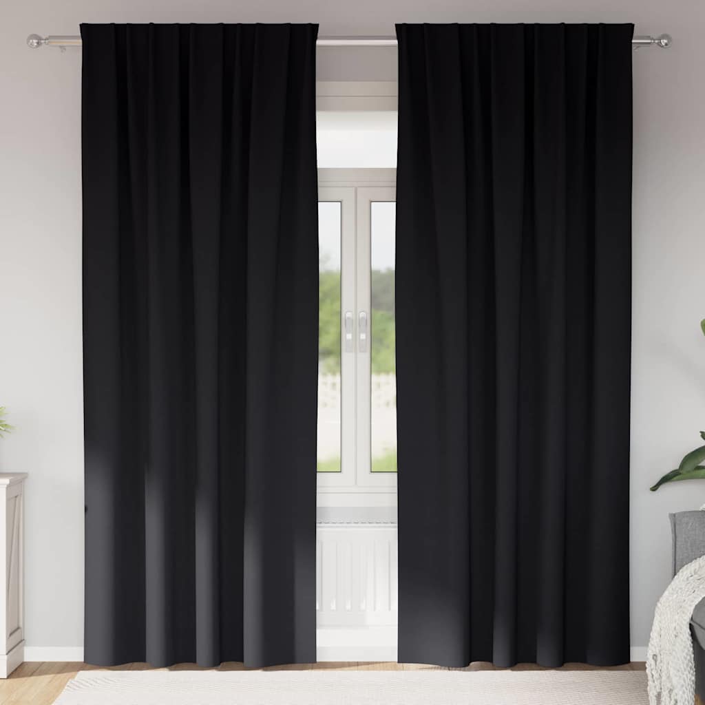 Vidaxl zwart-out gordijnen met ringen 2 pcs zwart 260 x 140 cm