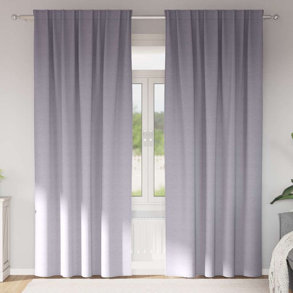 Vidaxl zwart-out gordijnen met ringen 2 pcs metaalgrijs 225 x 140 cm