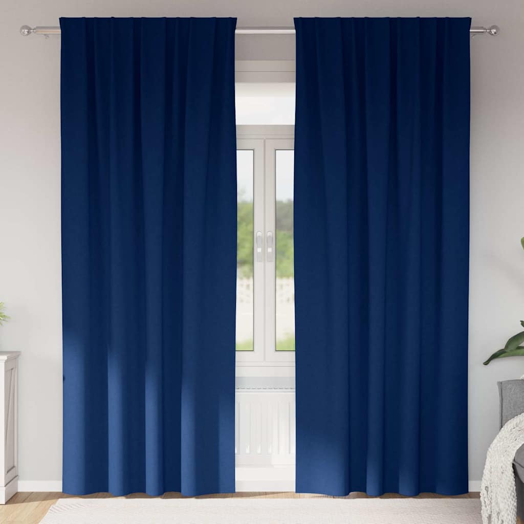 Vidaxl zwart-out gordijnen met ringen 2 pcs donkerblauw 245 x 140 cm