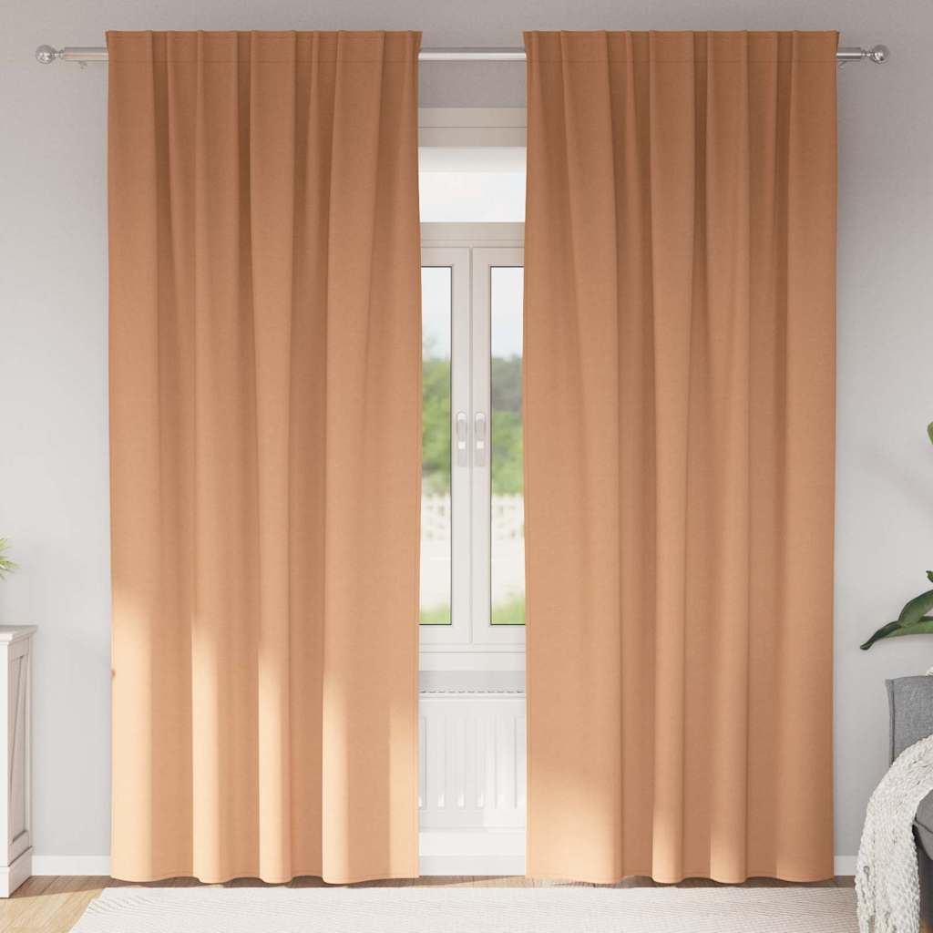 Vidaxl zwart-out gordijnen met ringen 2 pcs licht bruin 225 x 140 cm