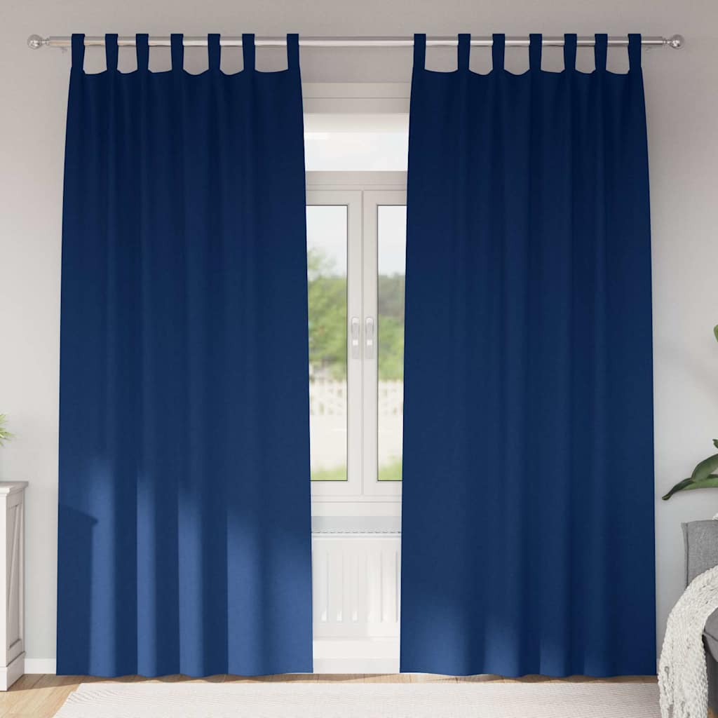 Vidaxl zwart-out gordijnen met ringen 2 pcs donkerblauw 225 x 140 cm