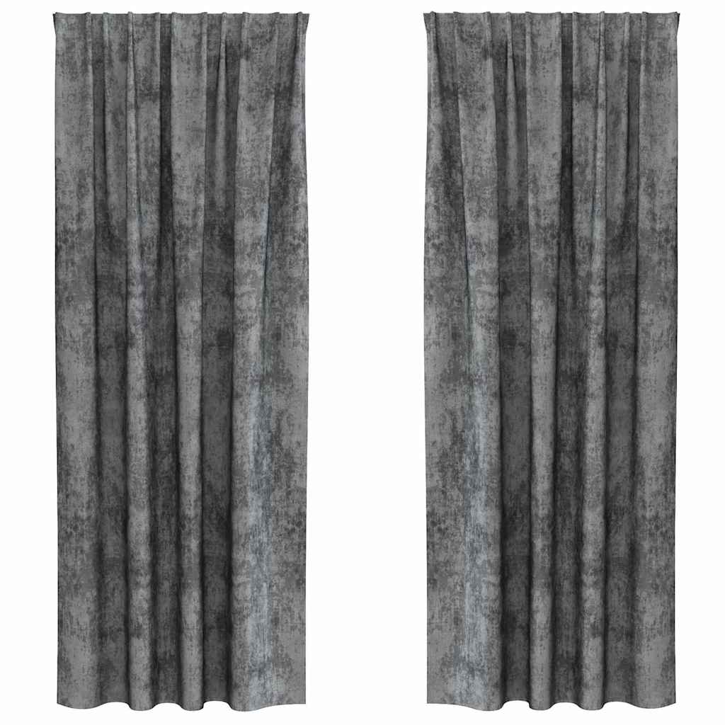 Vidaxl velvet gordijnen met gordijnen 2 pcs grijs 260 x 140 cm fluweel