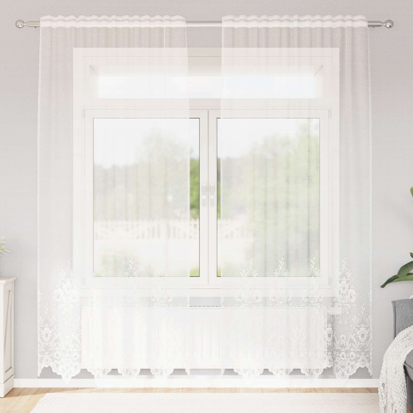 Vidaxl kantgordijn met gordijnen wit 150 x 240 cm polyester